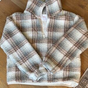 Lazy Sunday Plaid Sherpa Quarter-Zip Pullover